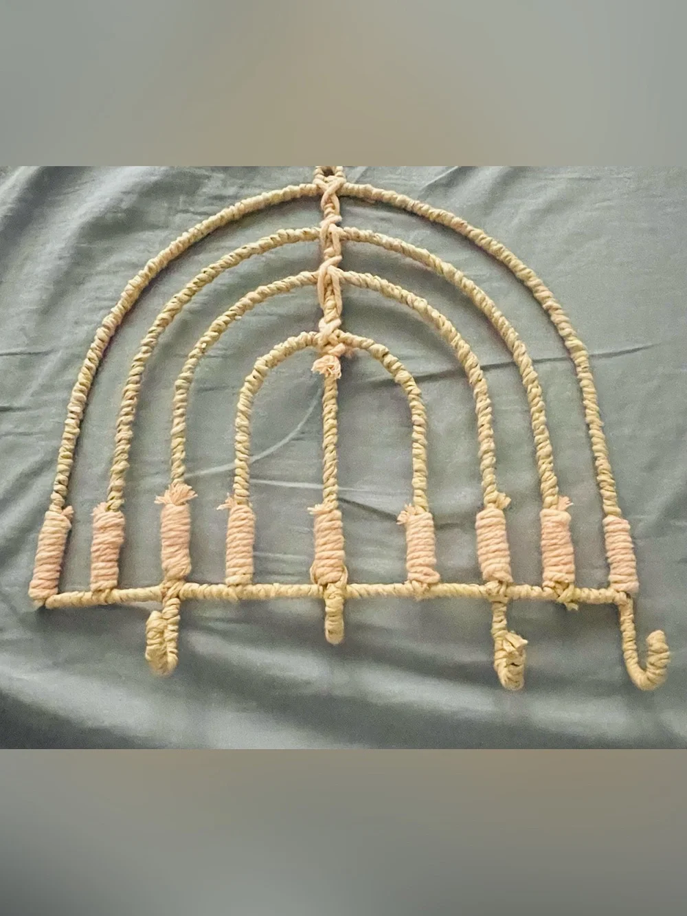 Handcrafted Rope Wall Hanging in Natural and Pink